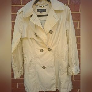 NWT Jones New York Double Breasted Belted Trench Coat Tan Water Repellent Size S